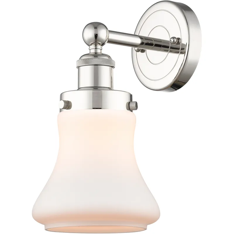 Bellmont Sconce Wall Light in Polished Nickel, Matte White
