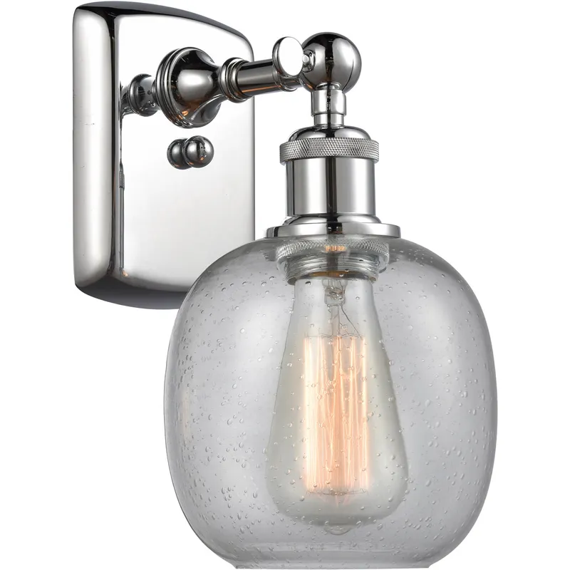 Ballston Belfast LED 6 inch Polished Chrome Sconce Wall Light in Seedy Glass, Ballston