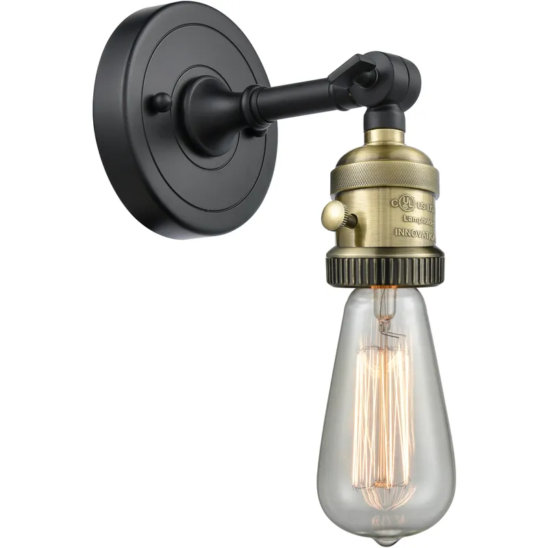 Franklin Restoration Bare Bulb 1 Light 5 inch Black Antique Brass Sconce Wall Light