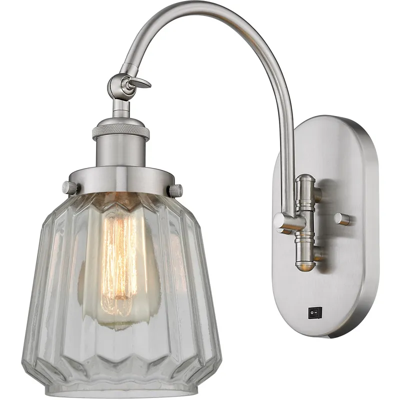 Franklin Restoration Chatham 1 Light 7 inch Brushed Satin Nickel Sconce Wall Light in Clear Glass