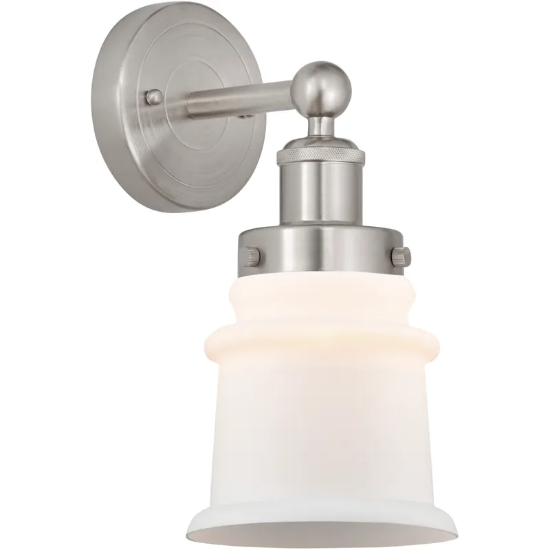 Edison Canton 1 Light 5 inch Brushed Satin Nickel Sconce Wall Light in Matte White Glass