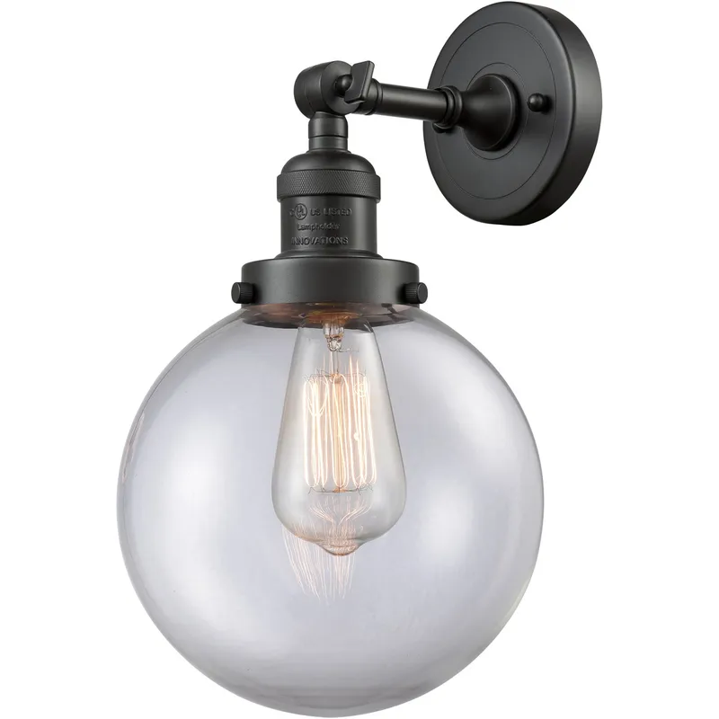 Franklin Restoration Large Beacon LED 8 inch Oil Rubbed Bronze Sconce Wall Light in Clear Glass, Franklin Restoration