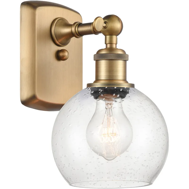 Ballston Athens LED 6 inch Brushed Brass Sconce Wall Light in Seedy Glass