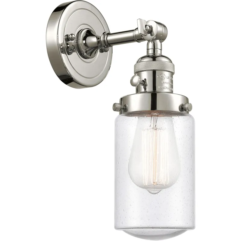 Franklin Restoration Dover 1 Light 5 inch Polished Nickel Sconce Wall Light in Seedy Glass, Franklin Restoration