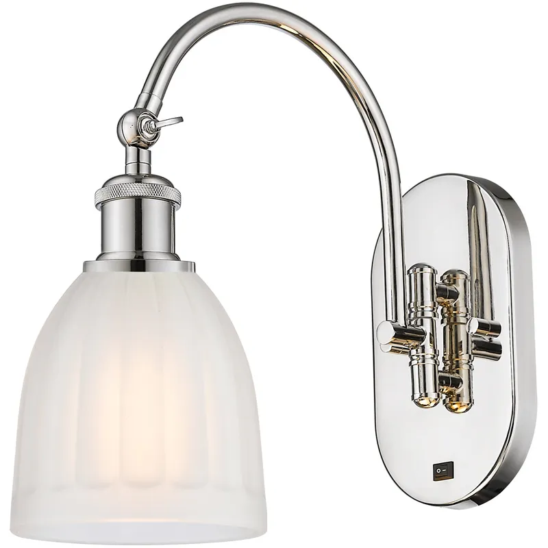 Ballston Brookfield LED 5.75 inch Polished Nickel Sconce Wall Light in White Glass