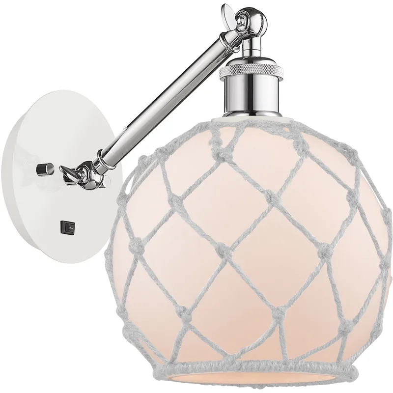Ballston Farmhouse Rope LED 8 inch White and Polished Chrome Sconce Wall Light