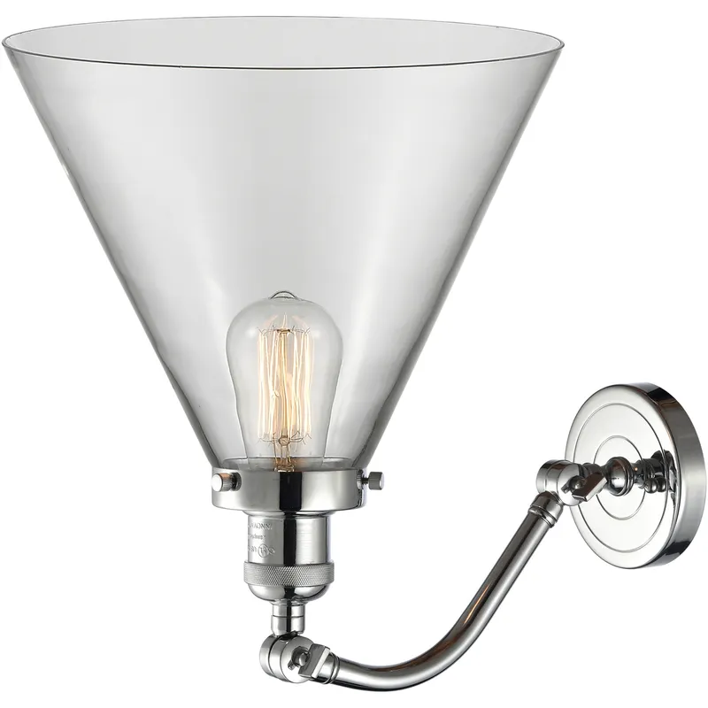 Franklin Restoration X-Large Cone 1 Light 12 inch Polished Chrome Sconce Wall Light in Clear Glass, Franklin Restoration