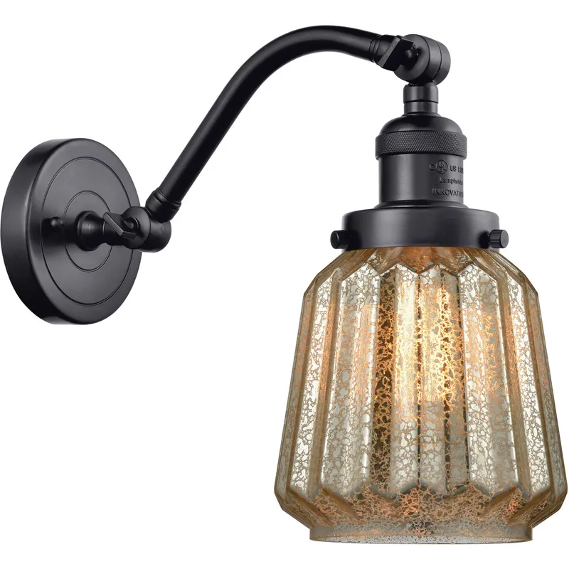 Franklin Restoration Chatham LED 6 inch Matte Black Sconce Wall Light in Mercury Glass, Franklin Restoration