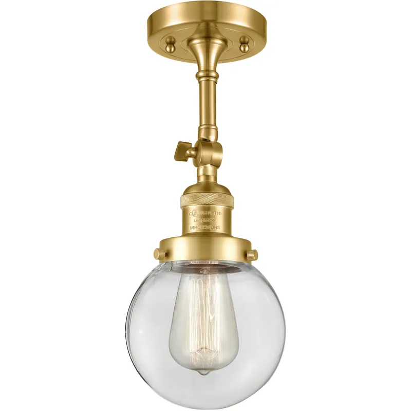 Franklin Restoration Beacon 1 Light 6 inch Satin Gold Sconce Wall Light in Clear Glass, Franklin Restoration
