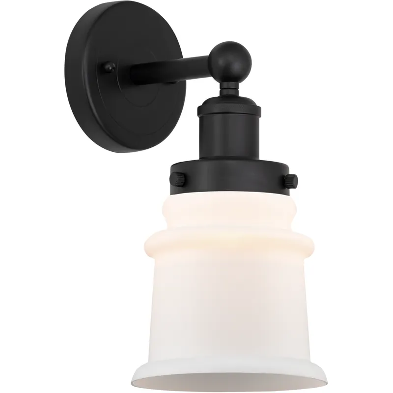 Edison Canton 1 Light 5 inch Matte Black Sconce Wall Light in Matte White Glass