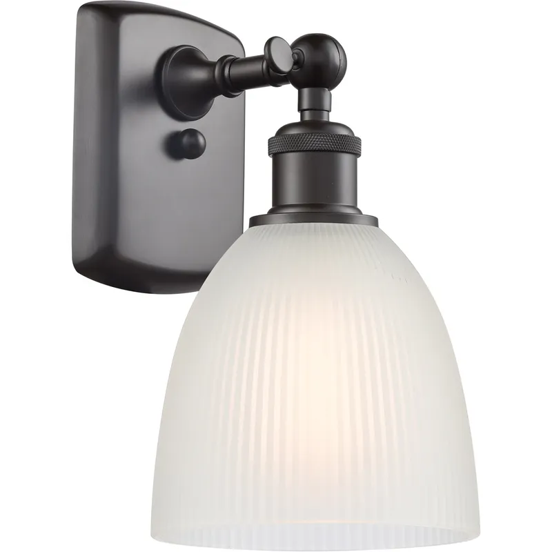 Ballston Castile LED 6 inch Oil Rubbed Bronze Sconce Wall Light in White Glass, Ballston