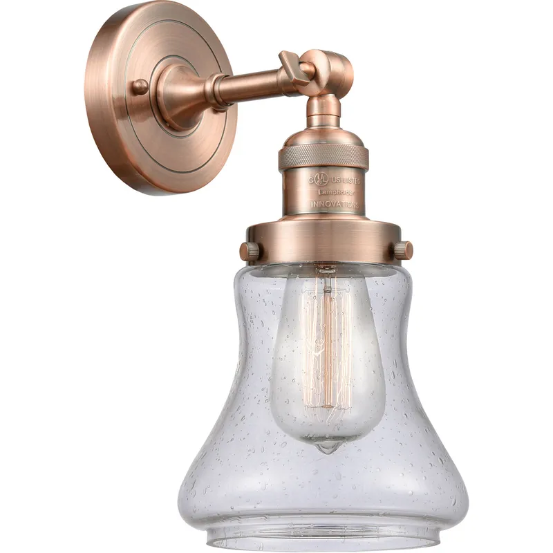 Franklin Restoration Bellmont 1 Light 7 inch Antique Copper Sconce Wall Light in Seedy Glass, Franklin Restoration