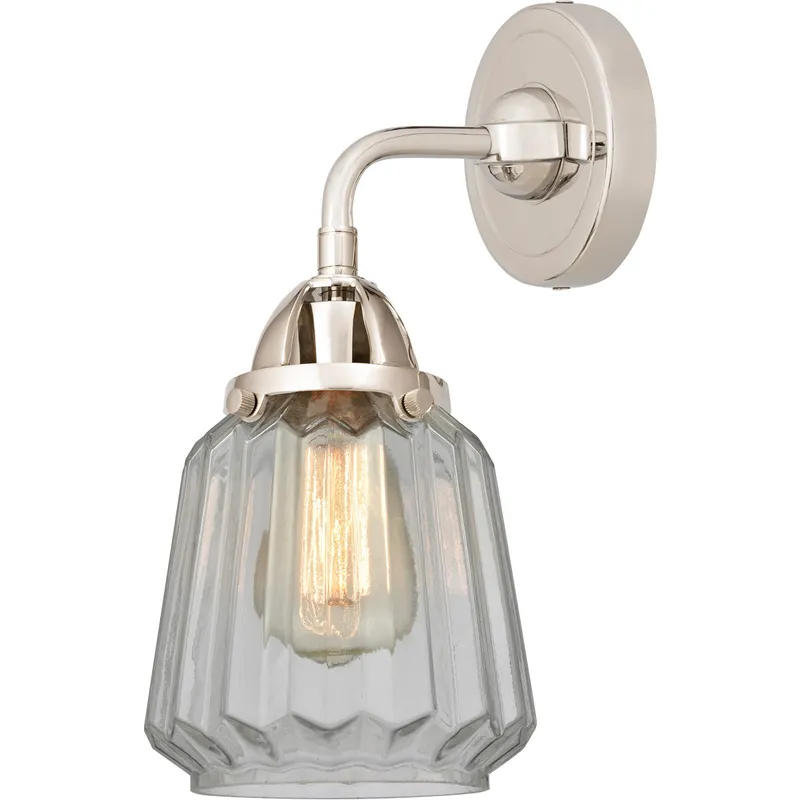 Nouveau 2 Chatham 1 Light 6 inch Polished Nickel Sconce Wall Light in Clear Glass