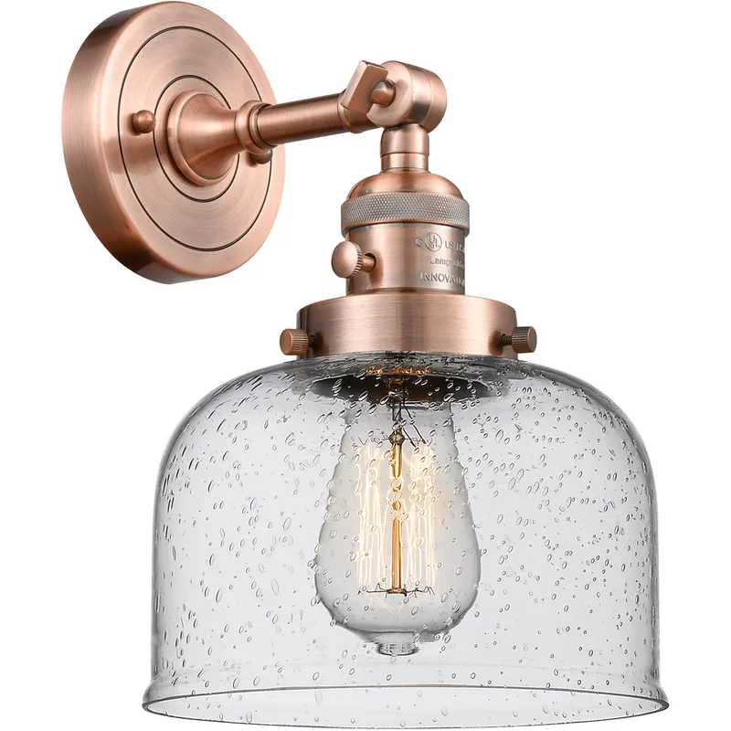 Franklin Restoration Large Bell LED 8 inch Antique Copper Sconce Wall Light, Franklin Restoration