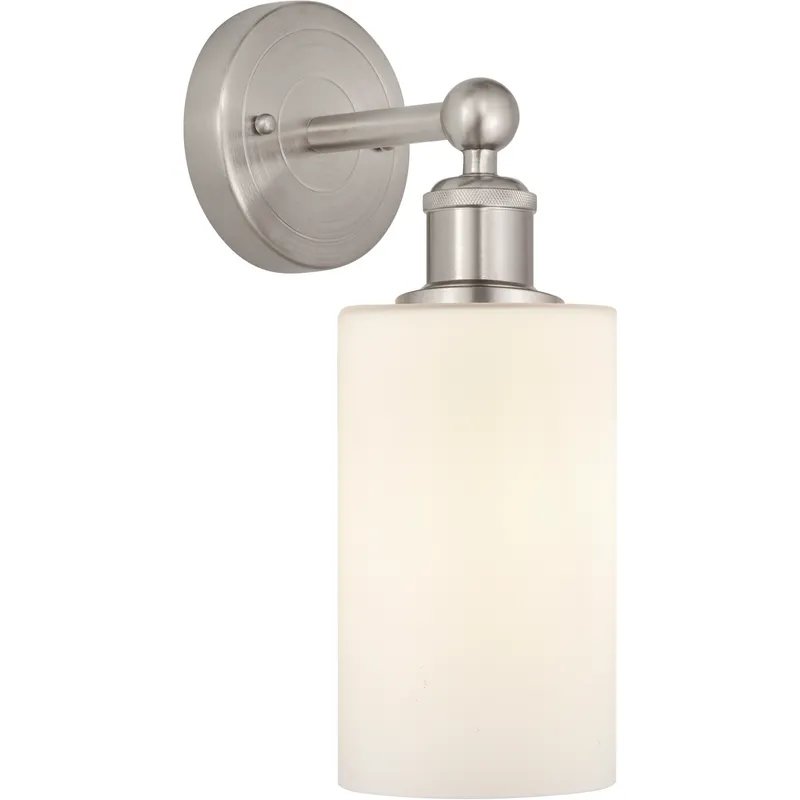 Edison Clymer 1 Light 4 inch Brushed Satin Nickel Sconce Wall Light in Matte White Glass