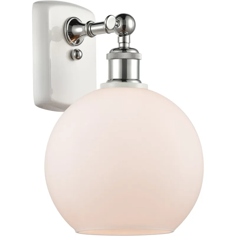 Ballston Athens 1 Light 8 inch White and Polished Chrome Sconce Wall Light