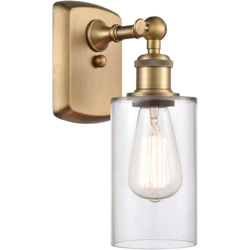 Ballston Clymer 1 Light 4 inch Brushed Brass Sconce Wall Light in Clear Glass, Ballston