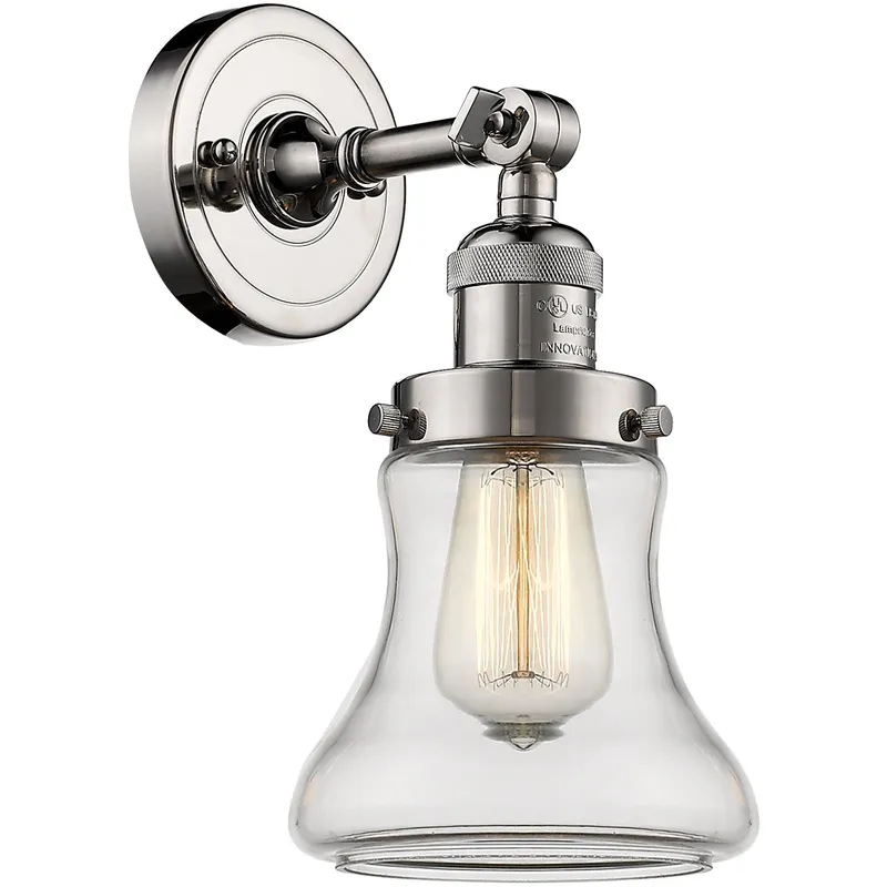 Franklin Restoration Bellmont 1 Light 7 inch Polished Nickel Sconce Wall Light in Clear Glass, Franklin Restoration