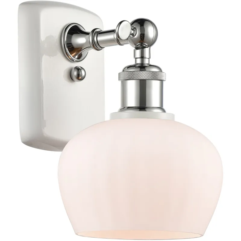 Ballston Fenton LED 7 inch White and Polished Chrome Sconce Wall Light in Matte White Glass, Ballston