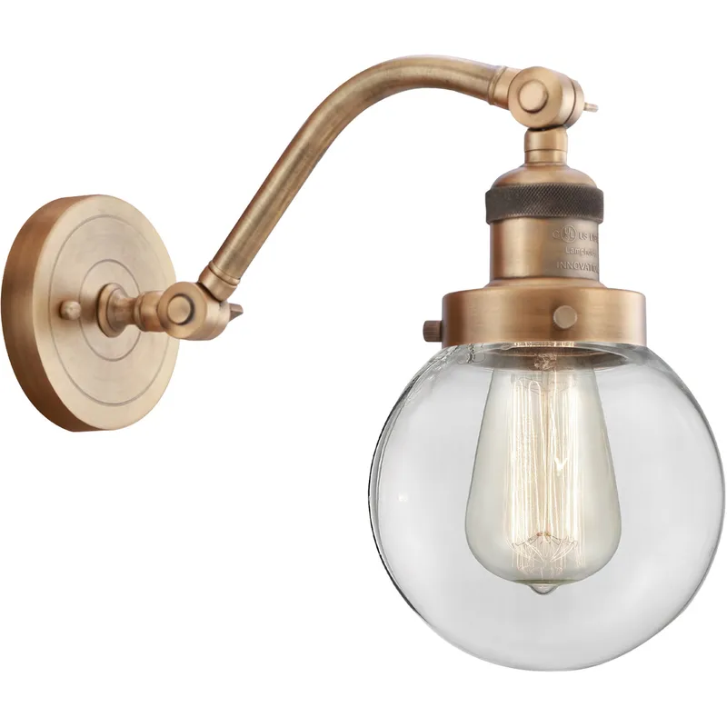 Franklin Restoration Beacon LED 6 inch Brushed Brass Sconce Wall Light in Clear Glass, Franklin Restoration