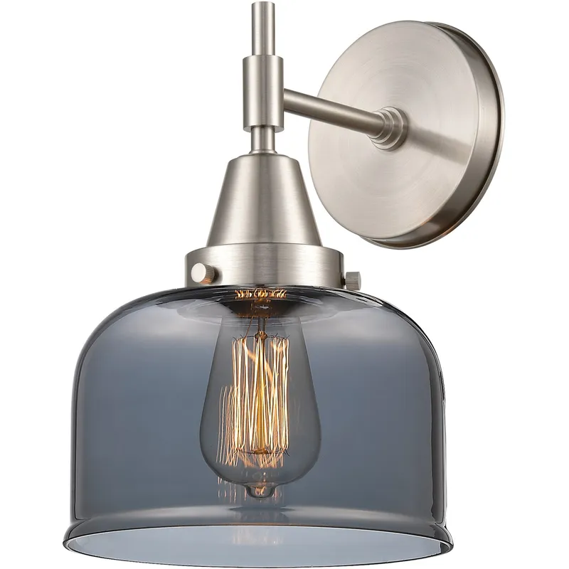 Caden LED 8 inch Satin Nickel Sconce Wall Light in Plated Smoke Glass