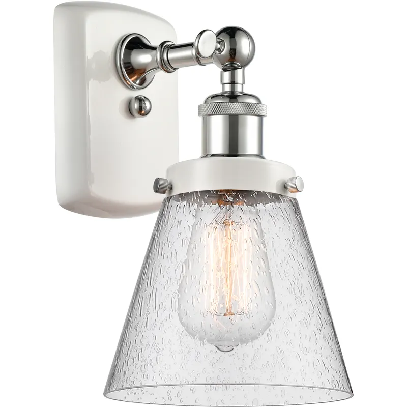 Ballston Small Cone LED 6 inch White and Polished Chrome Sconce Wall Light in Seedy Glass