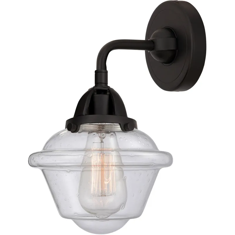 Nouveau 2 Small Oxford 1 Light 8 inch Matte Black Sconce Wall Light in Seedy Glass