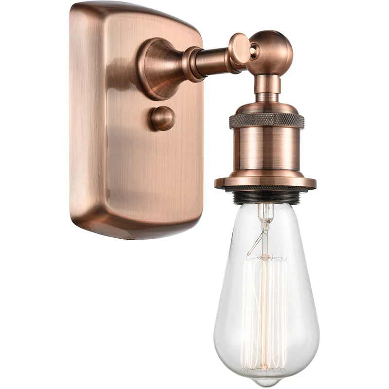 Ballston Bare Bulb LED 4.5 inch Antique Copper Sconce Wall Light, Ballston