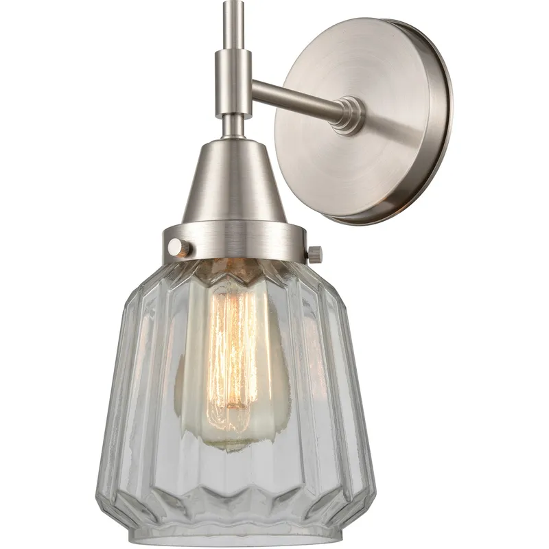 Caden LED 6.25 inch Satin Nickel Sconce Wall Light in Clear Glass