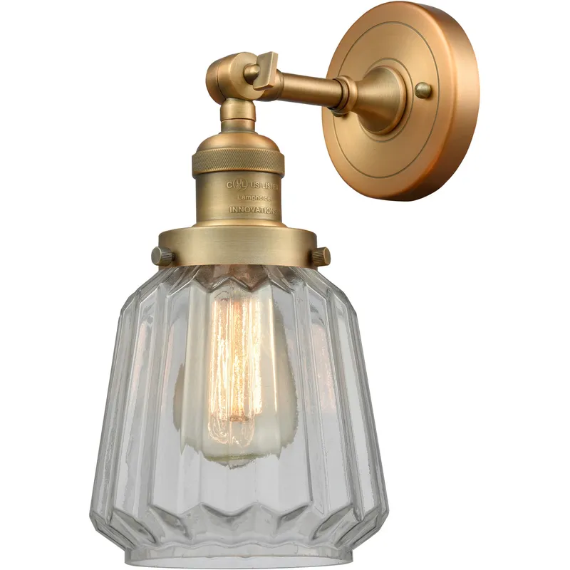 Franklin Restoration Chatham 1 Light 6 inch Brushed Brass Sconce Wall Light in Clear Glass, Franklin Restoration