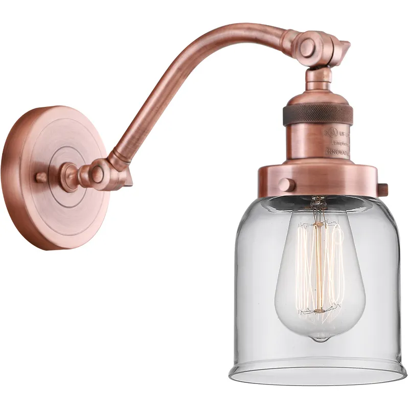 Franklin Restoration Small Bell LED 5 inch Antique Copper Sconce Wall Light in Clear Glass, Franklin Restoration