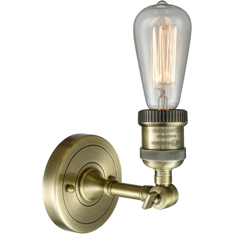Bare Bulb LED 4.5 inch Antique Brass Wall Sconce Wall Light