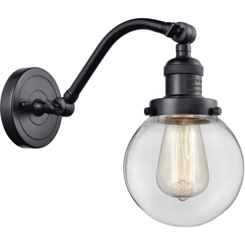 Franklin Restoration Beacon LED 6 inch Matte Black Sconce Wall Light in Clear Glass, Franklin Restoration