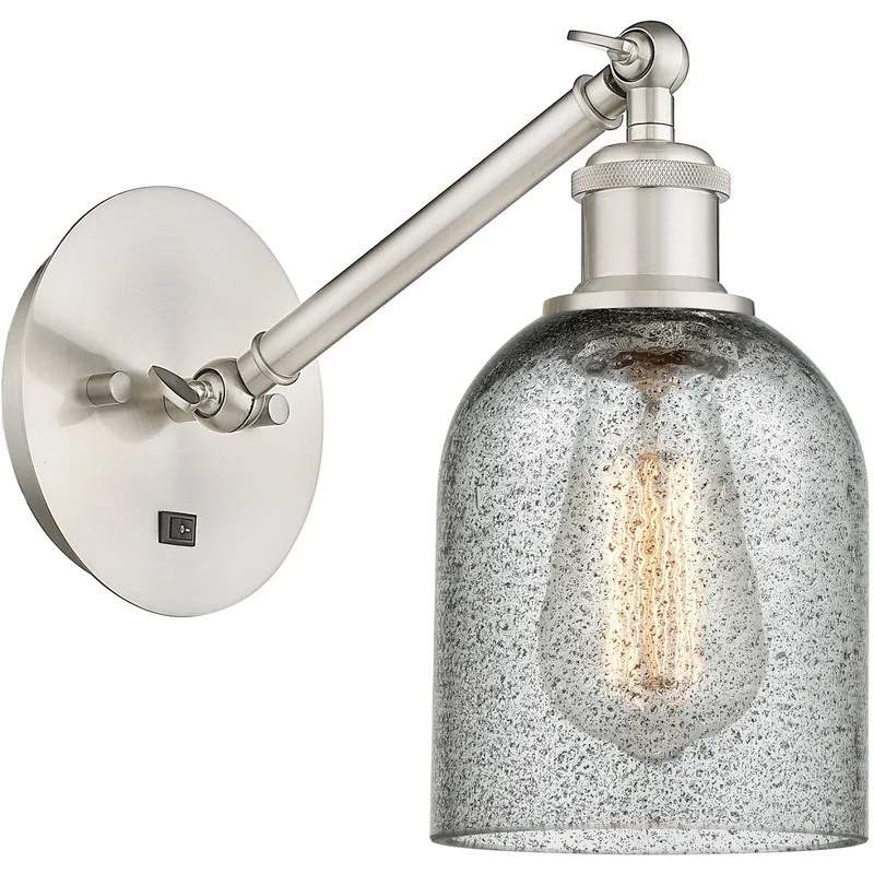 Ballston Caledonia LED 5.3 inch Brushed Satin Nickel Sconce Wall Light in Charcoal Glass