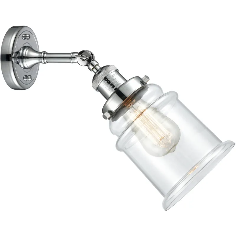 Franklin Restoration Canton LED 6.5 inch Polished Chrome Sconce Wall Light in Clear Glass, Franklin Restoration