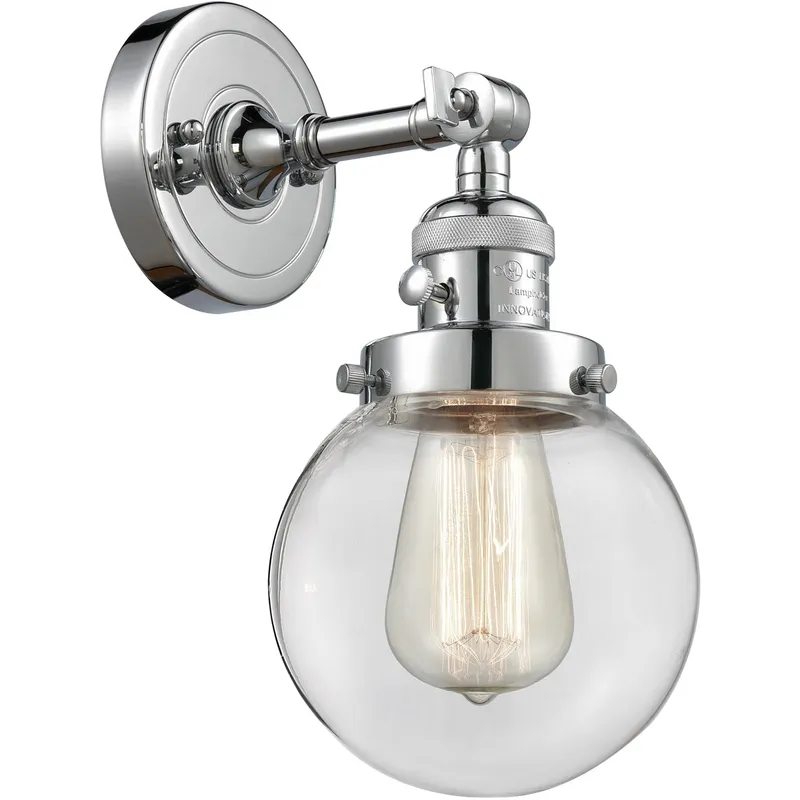 Franklin Restoration Beacon 1 Light 6 inch Polished Chrome Sconce Wall Light in Clear Glass, Franklin Restoration