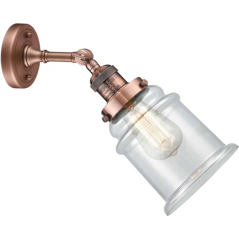 Franklin Restoration Canton LED 6.5 inch Antique Copper Sconce Wall Light in Clear Glass, Franklin Restoration