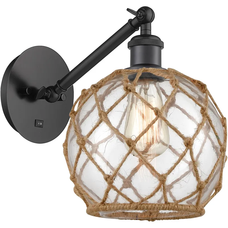 Ballston Farmhouse Rope LED 8 inch Matte Black Sconce Wall Light