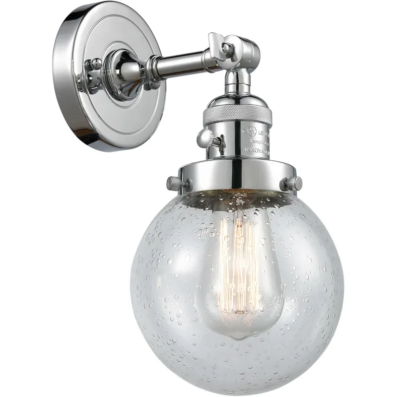 Franklin Restoration Beacon 1 Light 6 inch Polished Chrome Sconce Wall Light in Seedy Glass, Franklin Restoration