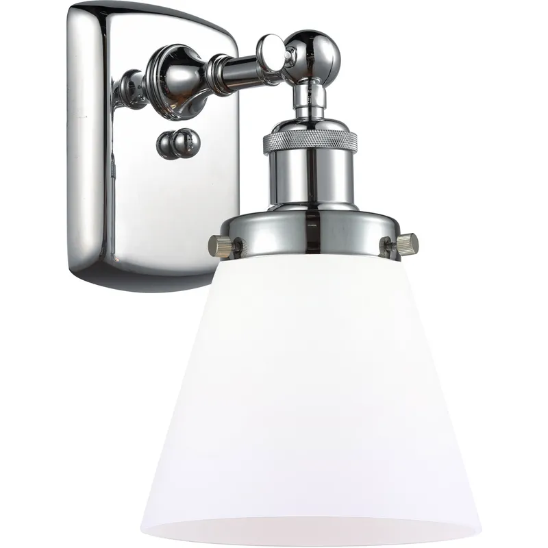 Ballston Small Cone LED 6 inch Polished Chrome Sconce Wall Light in Matte White Glass, Ballston