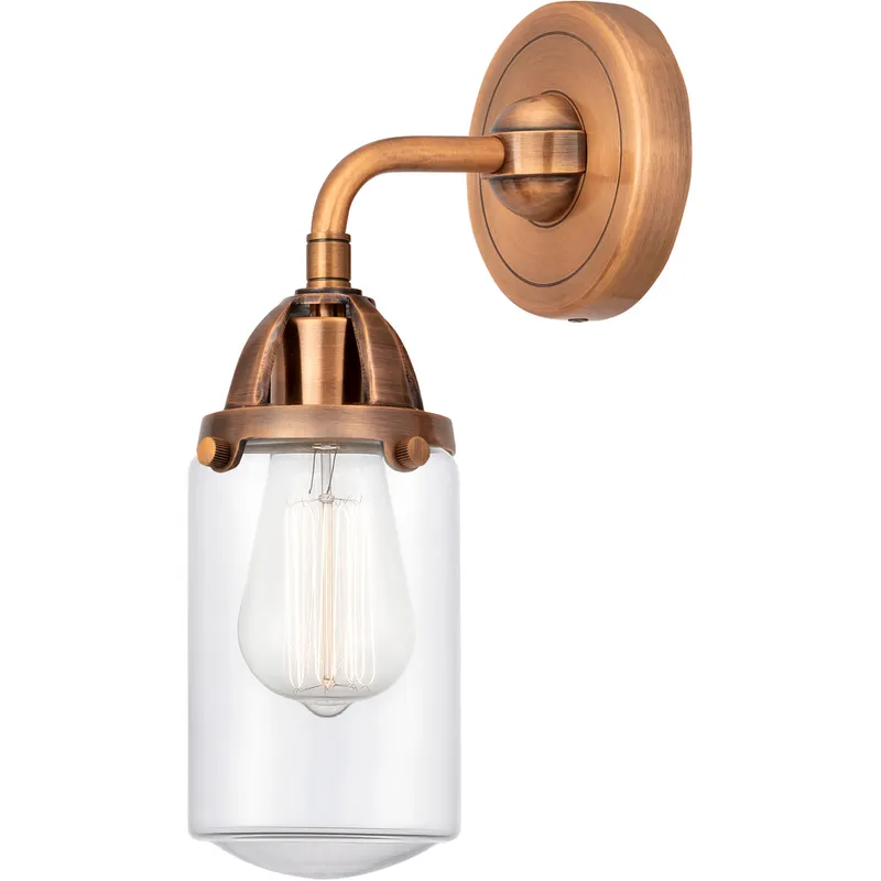 Nouveau 2 Dover 1 Light 5 inch Antique Copper Sconce Wall Light in Clear Glass
