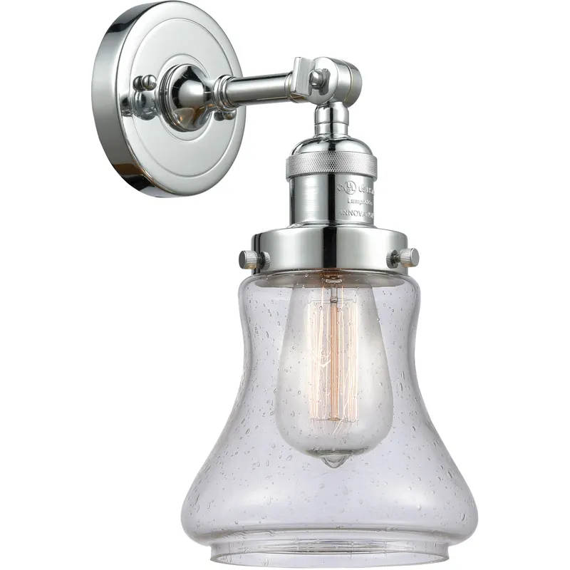 Franklin Restoration Bellmont 1 Light 7 inch Polished Chrome Sconce Wall Light in Seedy Glass, Franklin Restoration