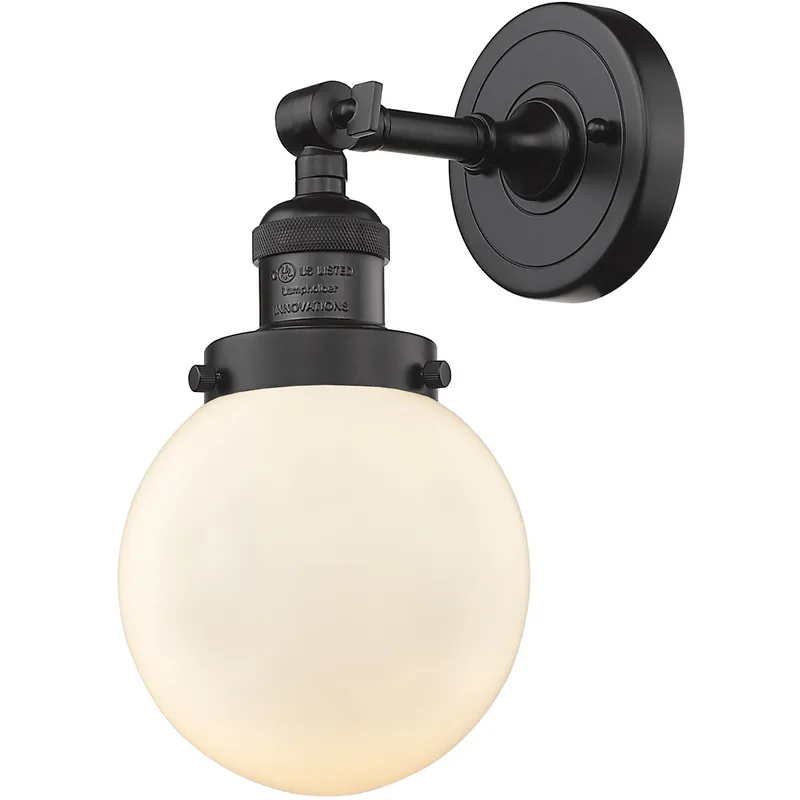 Franklin Restoration Beacon LED 6 inch Oil Rubbed Bronze Sconce Wall Light in Matte White Glass, Franklin Restoration