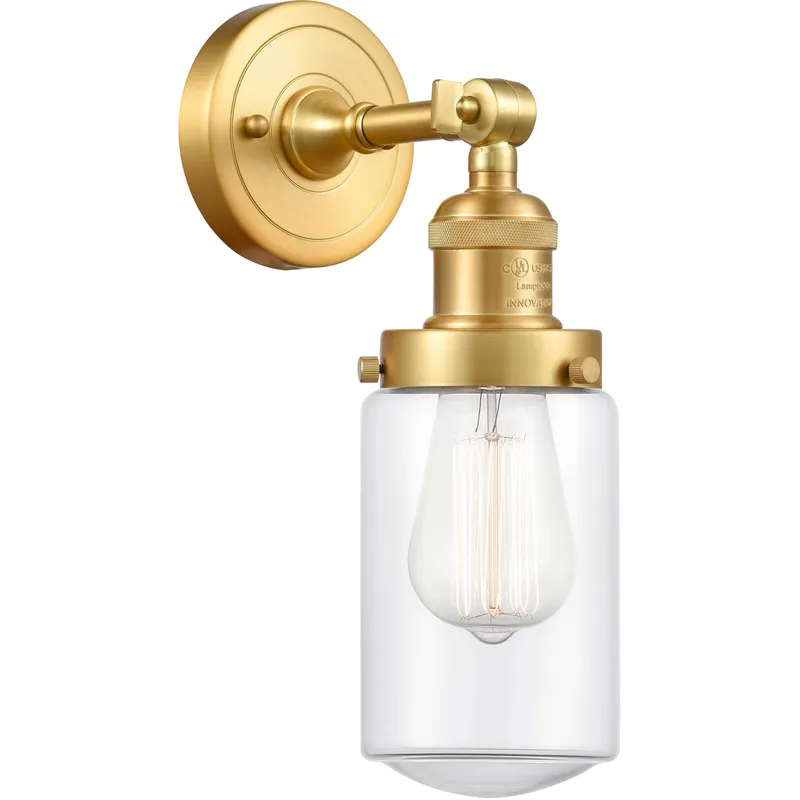 Franklin Restoration Dover LED 5 inch Satin Gold Sconce Wall Light in Clear Glass, Franklin Restoration