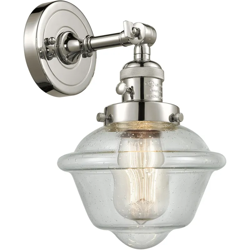 Franklin Restoration Small Oxford 1 Light 8 inch Polished Nickel Sconce Wall Light in Seedy Glass, Franklin Restoration