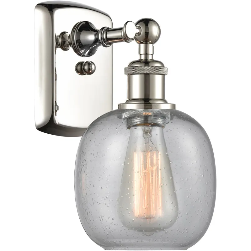 Ballston Belfast LED 6 inch Polished Nickel Sconce Wall Light in Seedy Glass, Ballston