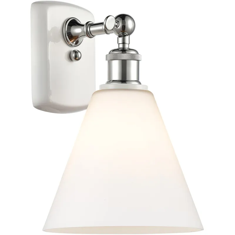 Ballston Ballston Cone 1 Light 8 inch White and Polished Chrome Sconce Wall Light in Matte White Glass