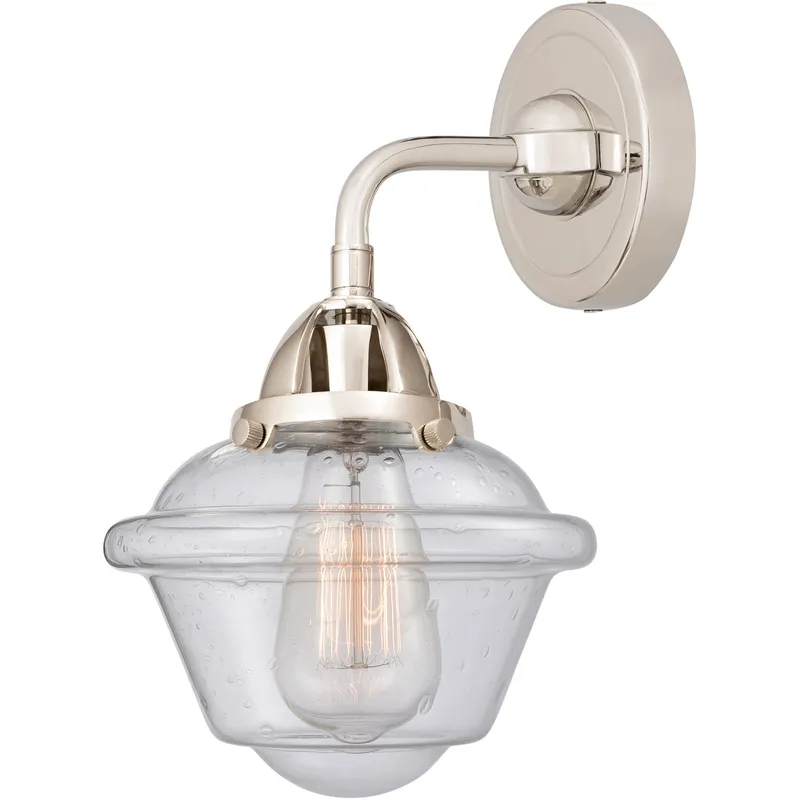 Nouveau 2 Small Oxford 1 Light 8 inch Polished Nickel Sconce Wall Light in Seedy Glass