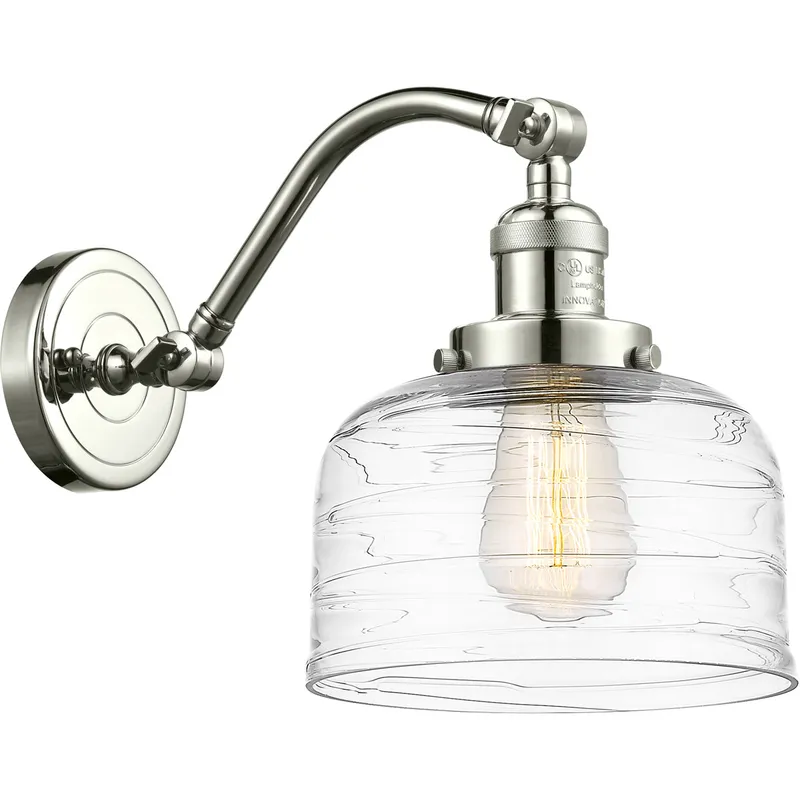 Franklin Restoration Bell LED 8 inch Polished Nickel Sconce Wall Light in Clear Deco Swirl Glass