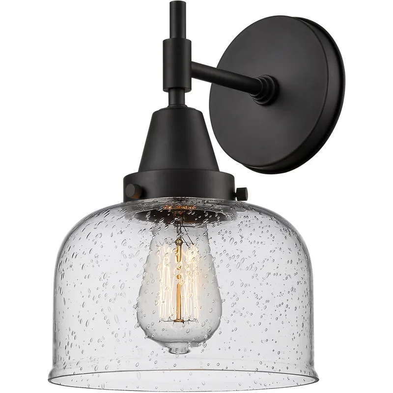 Caden LED 12 inch Matte Black Sconce Wall Light in Seedy Glass